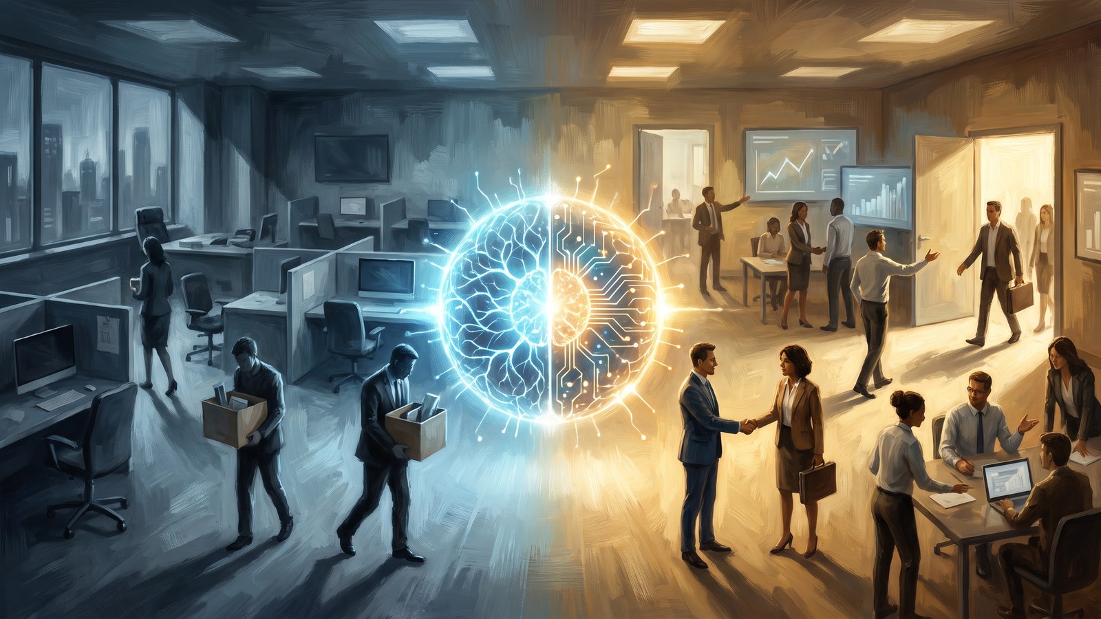 同一个 AI，有的公司拿它裁员，有的公司拿它抢人