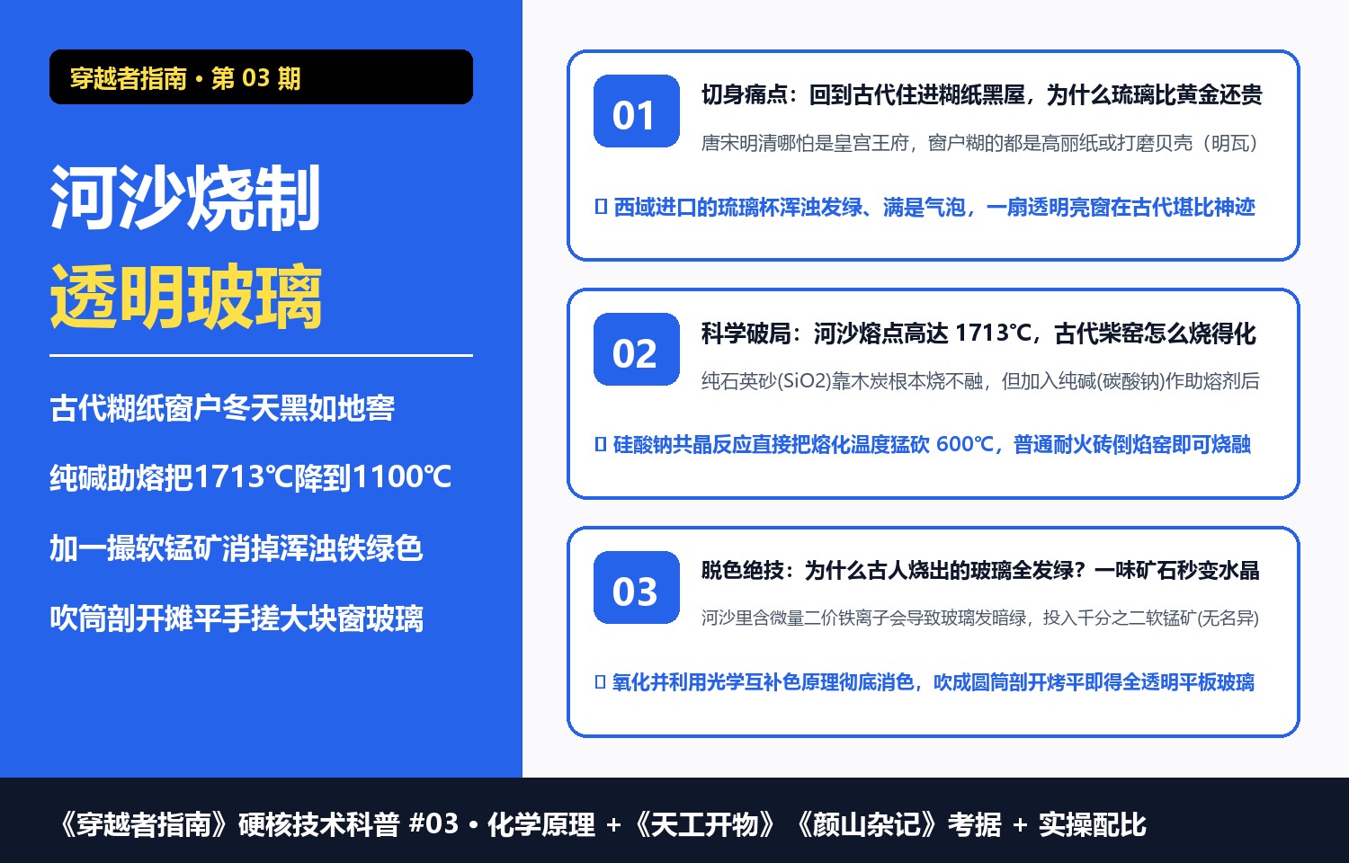 穿越者指南 #03｜受够了古代糊纸的黑屋子：教你用河沙、纯碱与石灰石，烧出万金难求的全透明平板玻璃